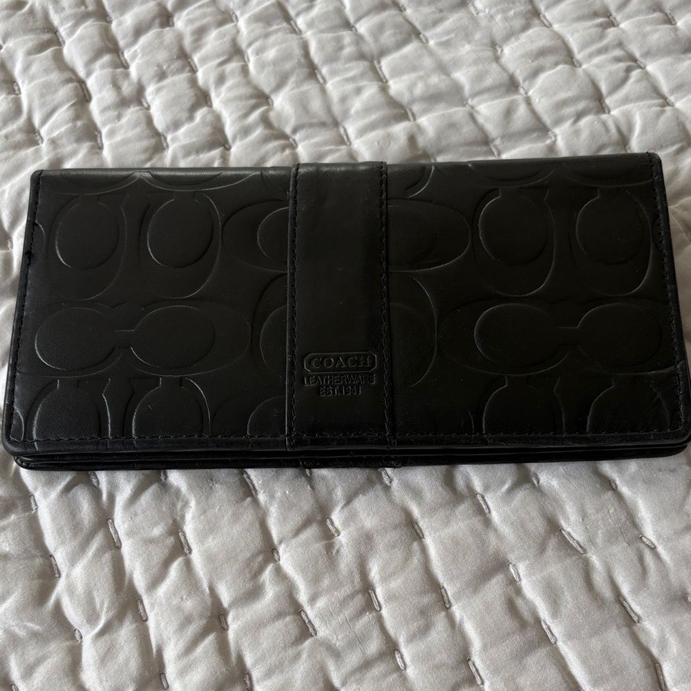 Coach Embossed Black Leather Wallet
